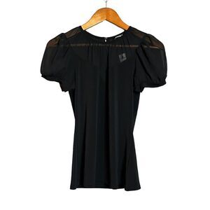 NWT! Express black short sleeve‎ sheer detail shirt